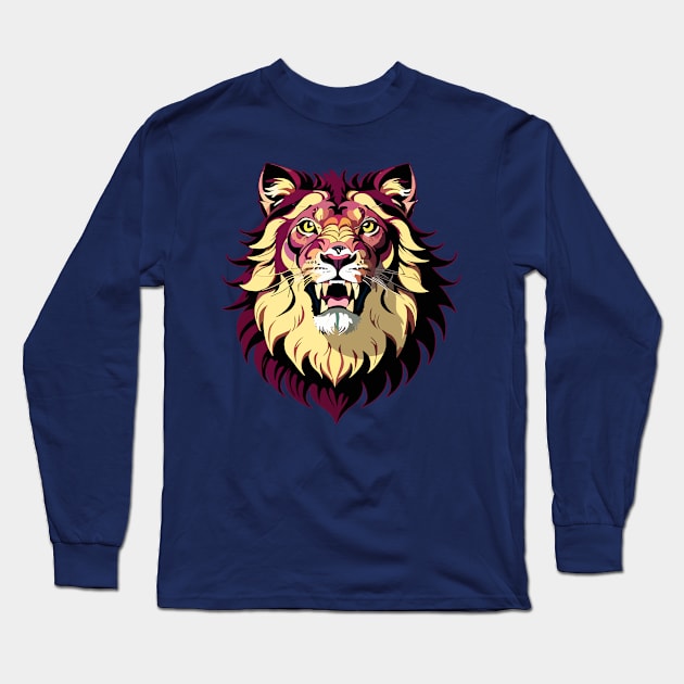 Urban Streetwear Lion's Head Long Sleeve T-Shirt by SunGraphicsLab